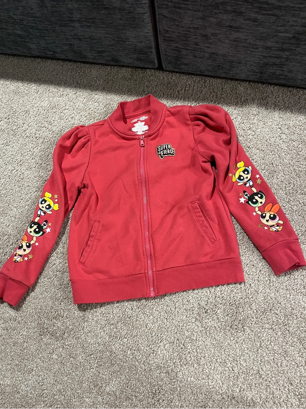 Coral/Pink Powerpuff Girls Zip-Up Sweater Jacket Size 10 Girls